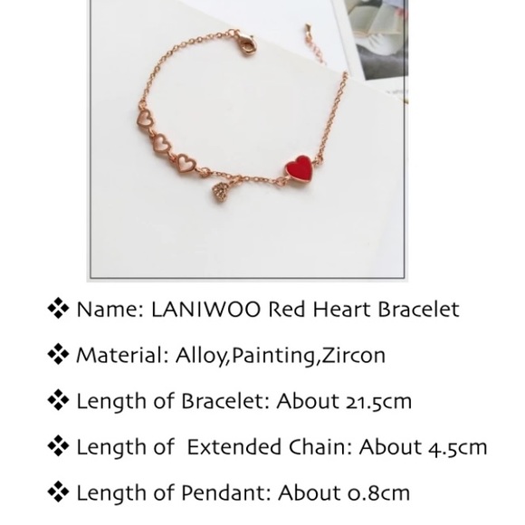 Just In❤️Adorable Red Heart RoseGold Bracelet - Picture 8 of 8